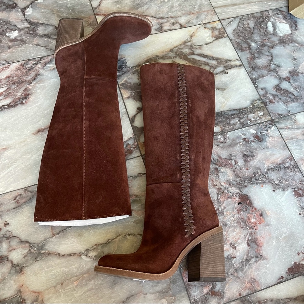 New Ugg Australia Maeva Mahogany Suede Heeled Boots Size 5 - Picture 3 of 10